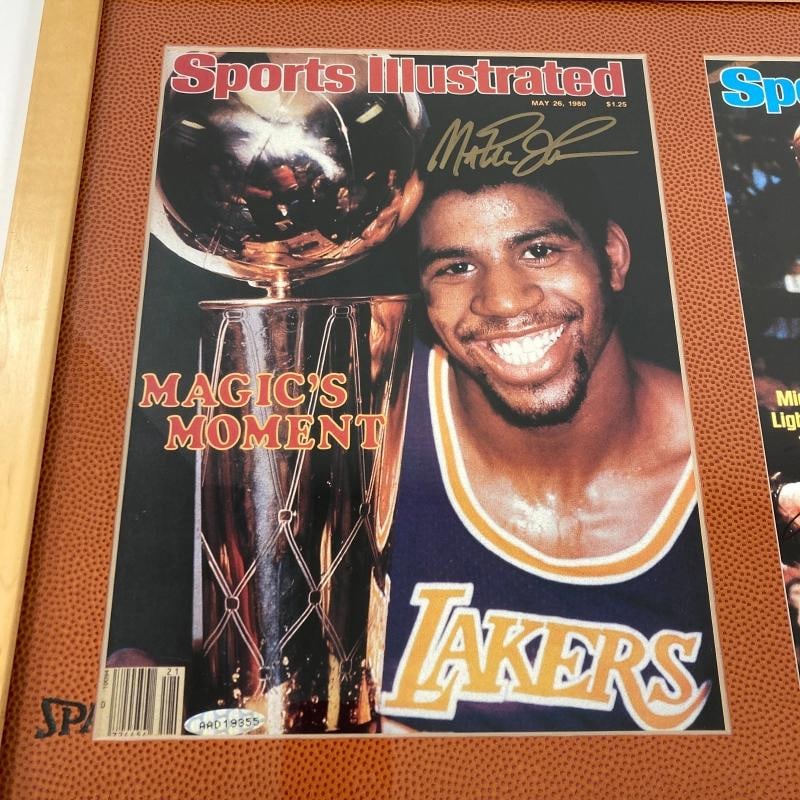 Michael Jordan, Larry Bird & Magic Johnson Signed Sports Illustrated Covers PSA - 10
