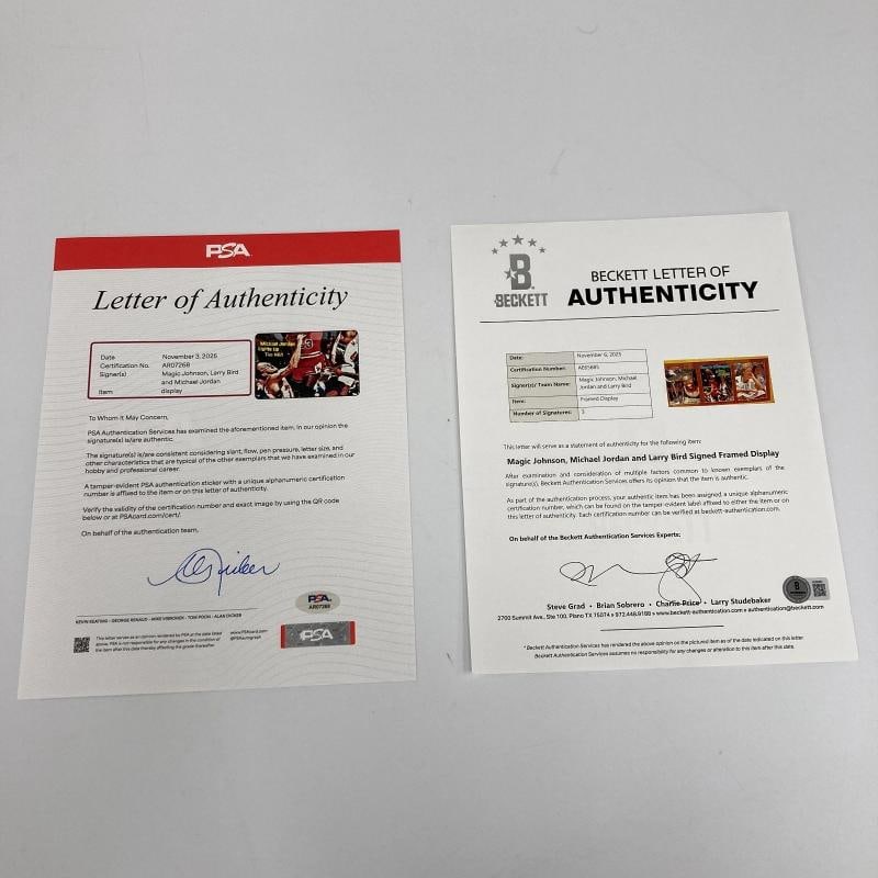 Michael Jordan, Larry Bird & Magic Johnson Signed Sports Illustrated Covers PSA - 2