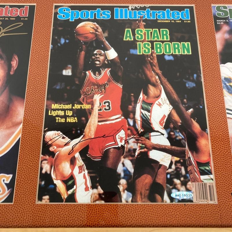 Michael Jordan, Larry Bird & Magic Johnson Signed Sports Illustrated Covers PSA - 4