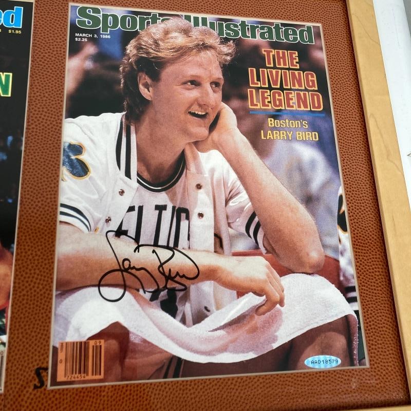 Michael Jordan, Larry Bird & Magic Johnson Signed Sports Illustrated Covers PSA - 7