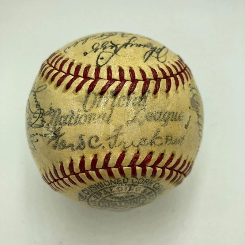 Honus Wagner Paul Waner Arky Vaughan Pie Traynor Chuck Klein Signed Baseball JSA - 10