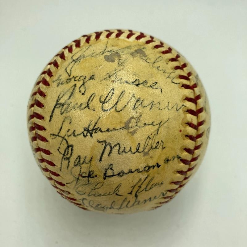 Honus Wagner Paul Waner Arky Vaughan Pie Traynor Chuck Klein Signed Baseball JSA - 6