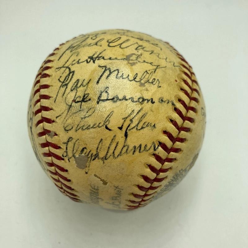 Honus Wagner Paul Waner Arky Vaughan Pie Traynor Chuck Klein Signed Baseball JSA - 7