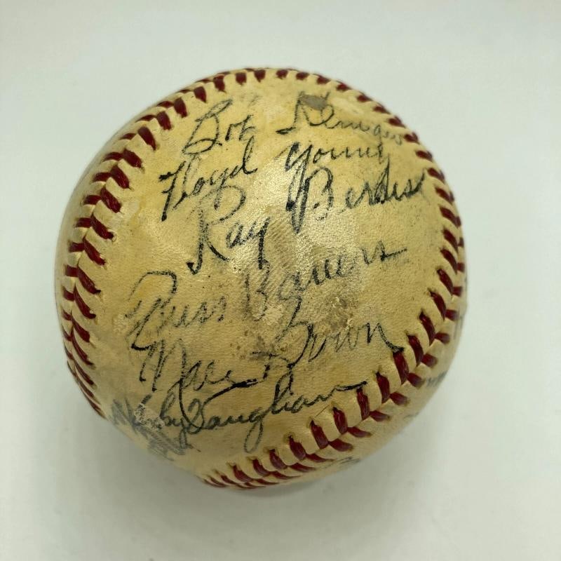 Honus Wagner Paul Waner Arky Vaughan Pie Traynor Chuck Klein Signed Baseball JSA - 8