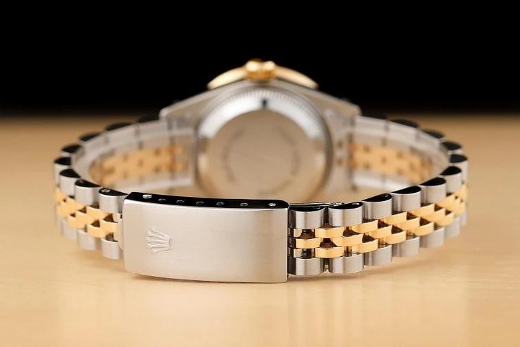 ROLEX LADIES DATEJUST 69173 MOTHER OF PEARL DIAMOND RUBY 18K GOLD STEEL WATCH - 6
