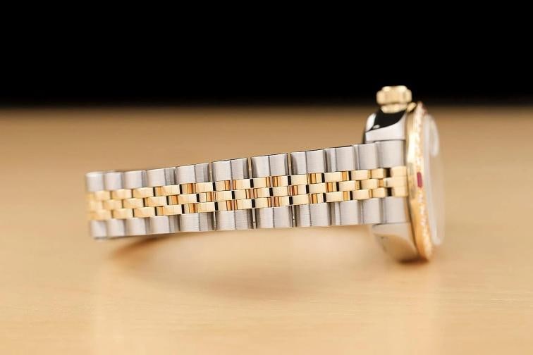 ROLEX LADIES DATEJUST 69173 MOTHER OF PEARL DIAMOND RUBY 18K GOLD STEEL WATCH - 8
