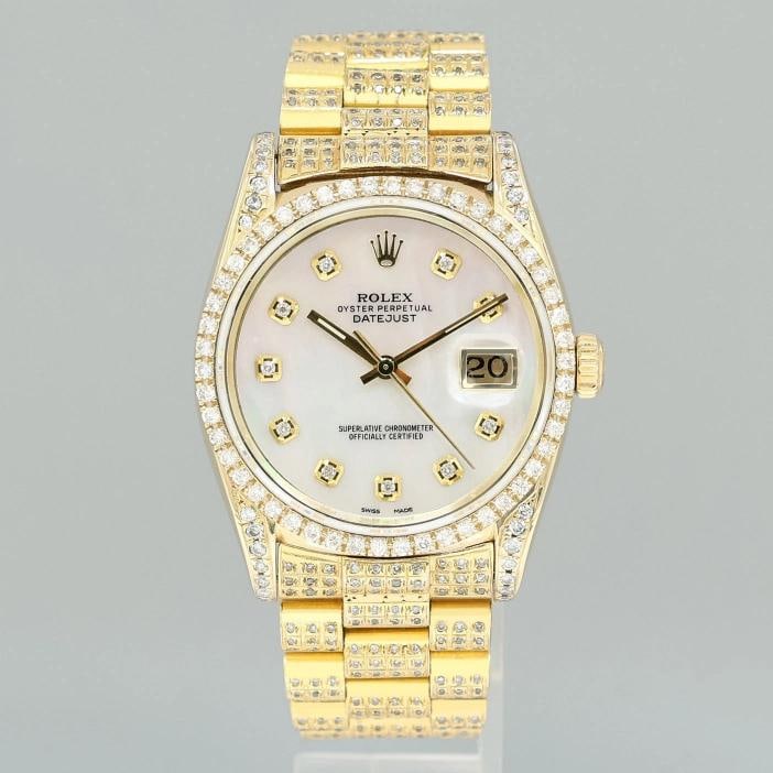 Rolex DateJust 36mm 16018 Yellow Gold Mother of Pearl Diamond President Band Box - 2