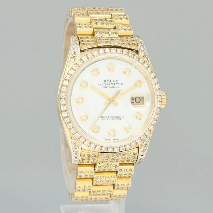 Rolex DateJust 36mm 16018 Yellow Gold Mother of Pearl Diamond President Band Box - 3