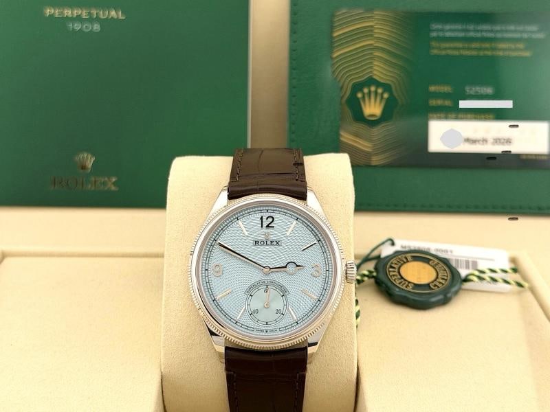 BRAND NEW 2026 Rolex 1908 52506 39mm Ice Blue Dial Platinum Box Papers - 14