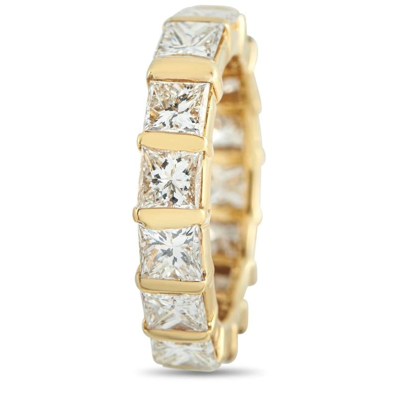 18K Yellow Gold 5.50ct Diamond Bar-Set Eternity Band Ring - 2