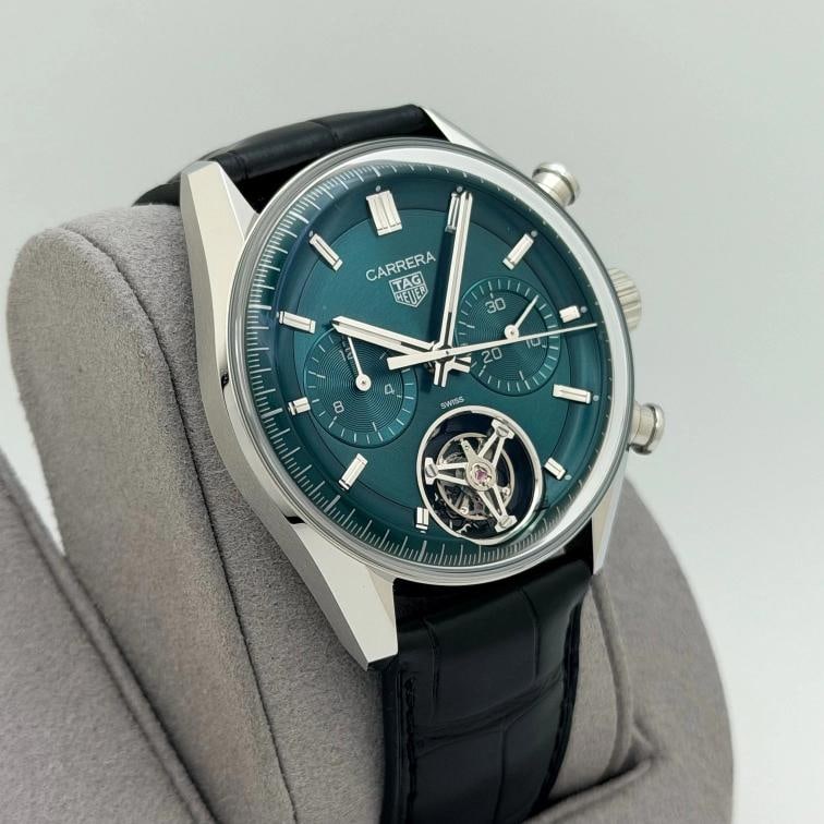 TAG Heuer Carrera Tourbillon CBS5011.FC6566 42mm Teal Green Dial Steel Box Paper - 2
