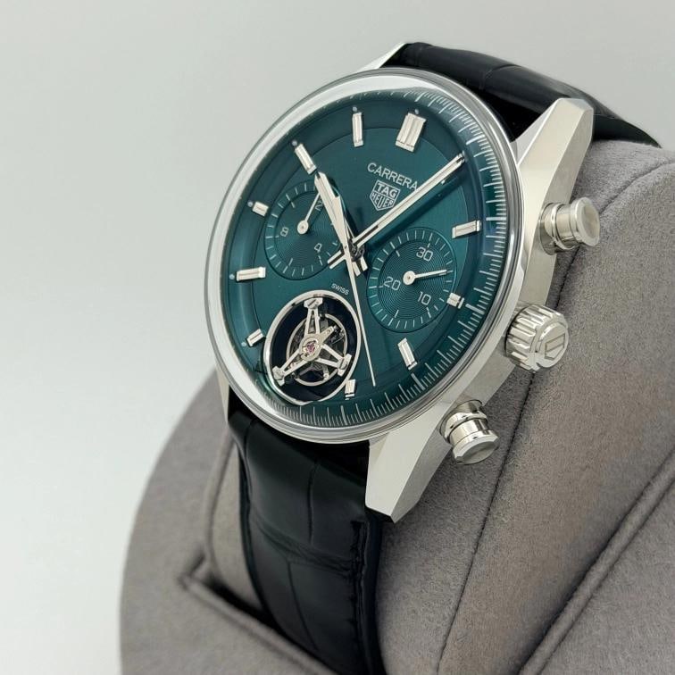 TAG Heuer Carrera Tourbillon CBS5011.FC6566 42mm Teal Green Dial Steel Box Paper - 3