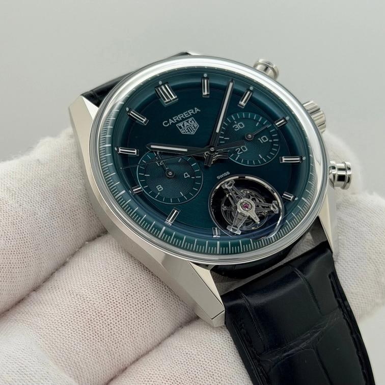 TAG Heuer Carrera Tourbillon CBS5011.FC6566 42mm Teal Green Dial Steel Box Paper - 6