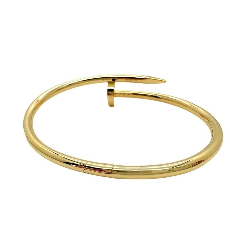 Cartier JUSTE UN CLOU 18K Yellow Gold 3.6 mm Bracelet SZ 17 Coa Boxes Receipt - 10