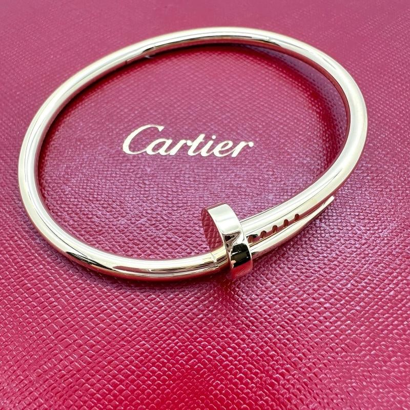 Cartier JUSTE UN CLOU 18K Yellow Gold 3.6 mm Bracelet SZ 17 Coa Boxes Receipt - 12
