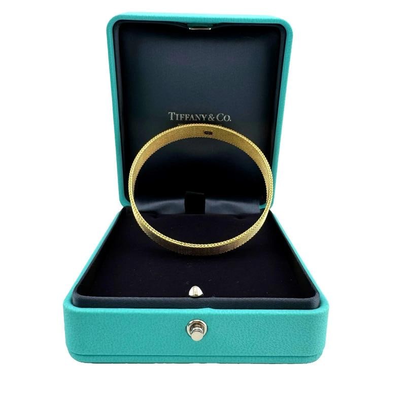 Tiffany & Co Somerset Mesh 18k Yellow Gold Bangle - 12