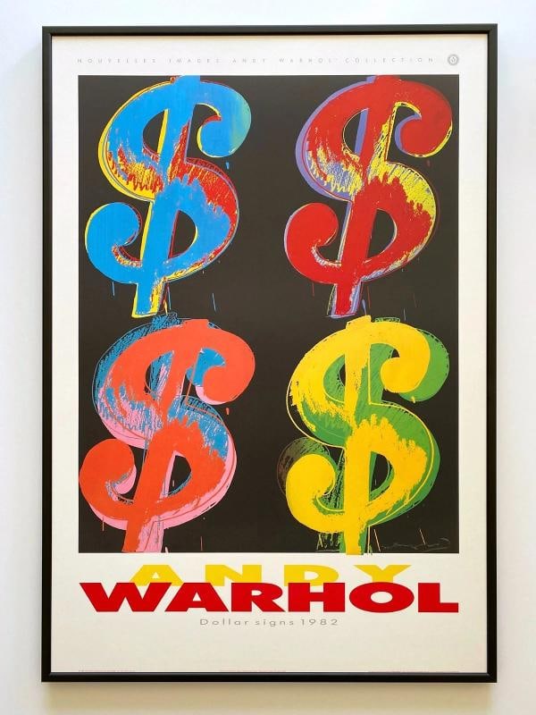 ANDY WARHOL ESTATE RARE 1989 1ST ED LITHO PRINT LRG FRAMED POSTER "$ SIGNS" 1982: Condition: Used,Country of Origin: France,Artist: Andy Warhol,Unit of Sale: Single-Piece Work,Size: Large,Signed: No,Color: Multi-Color,Date of Creation: 1970-1989,Title: " Dollar Signs ( $4 ) ",Mater