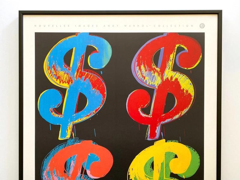 ANDY WARHOL ESTATE RARE 1989 1ST ED LITHO PRINT LRG FRAMED POSTER "$ SIGNS" 1982 - 2