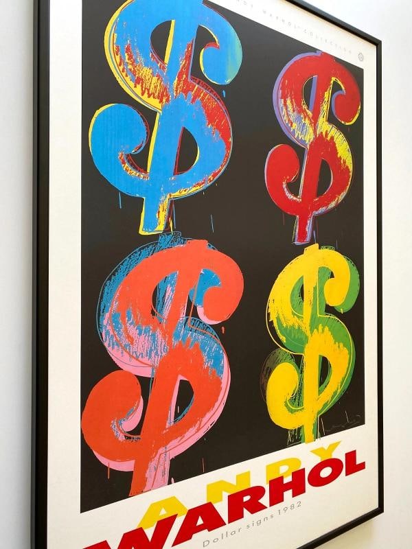 ANDY WARHOL ESTATE RARE 1989 1ST ED LITHO PRINT LRG FRAMED POSTER "$ SIGNS" 1982 - 6