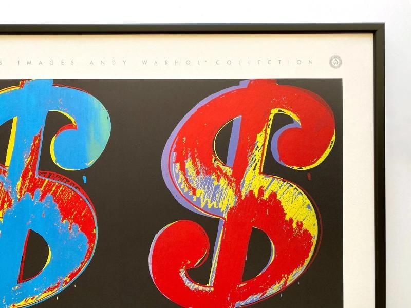 ANDY WARHOL ESTATE RARE 1989 1ST ED LITHO PRINT LRG FRAMED POSTER "$ SIGNS" 1982 - 8