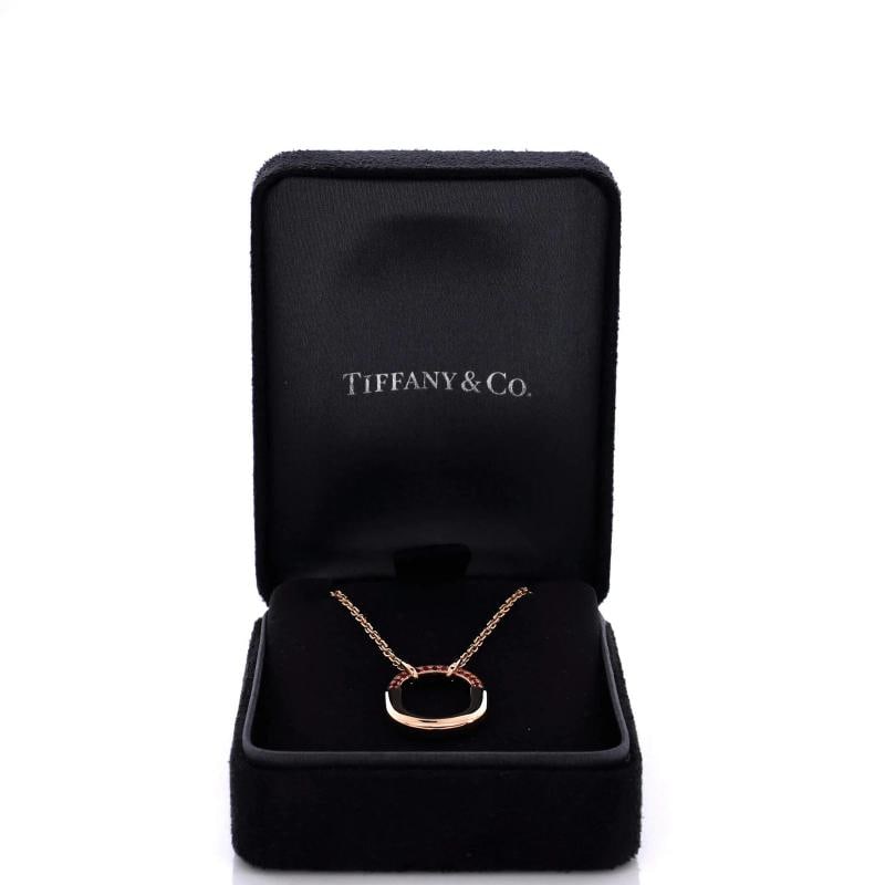 Tiffany & Co. Lock Motif Pendant Necklace 18K Rose Gold with Pink Sapphires - 2