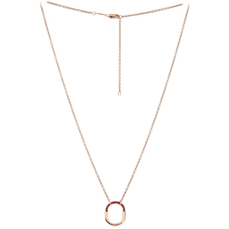 Tiffany & Co. Lock Motif Pendant Necklace 18K Rose Gold with Pink Sapphires - 3