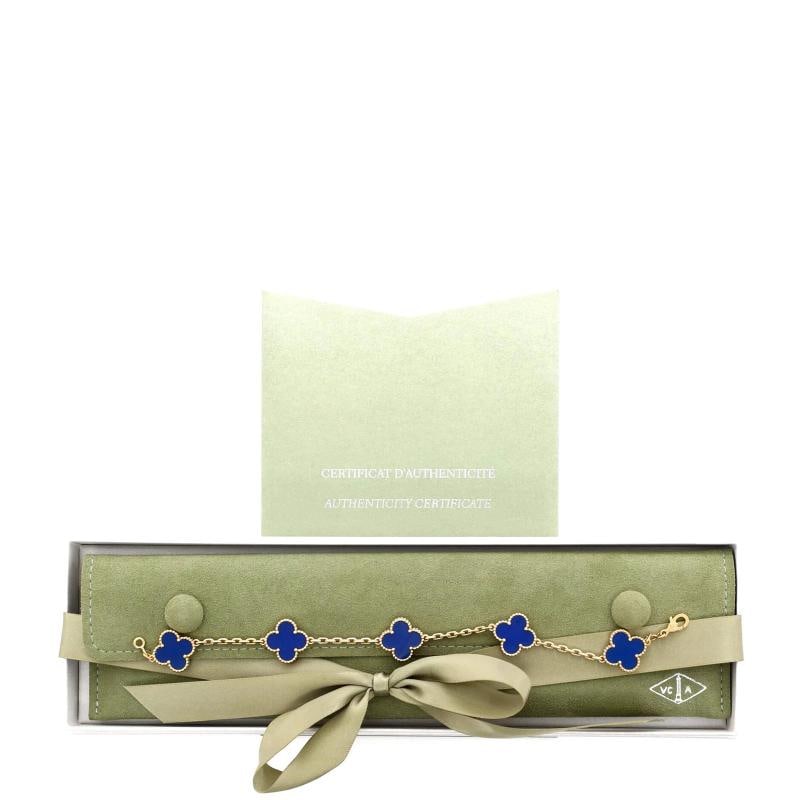 Van Cleef & Arpels Vintage Alhambra 5 Motifs Bracelet 18K Yellow Gold and Agate - 2
