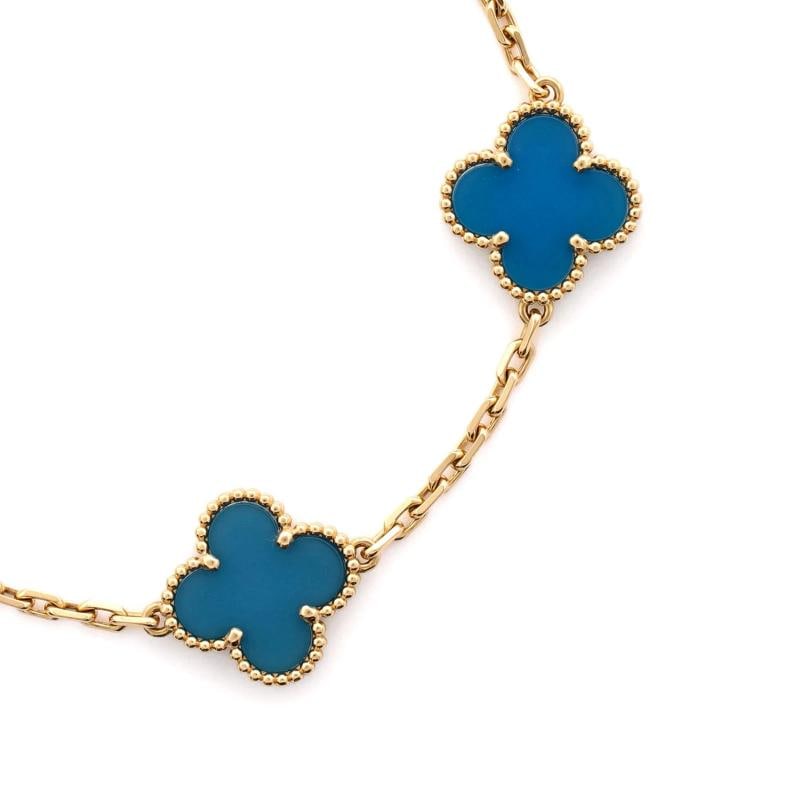 Van Cleef & Arpels Vintage Alhambra 5 Motifs Bracelet 18K Yellow Gold and Agate - 4