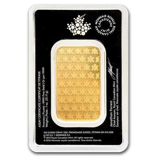 1 oz. Royal Canadian Mint Gold Bar 99.99 Fine Gold - 5