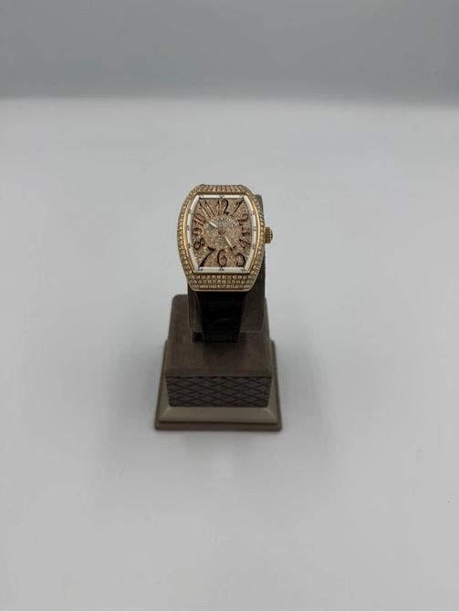 Franck Muller Vanguard All-Diamond Watch w/ Alligator Strap Rose Gold 35mm ref.V - 2