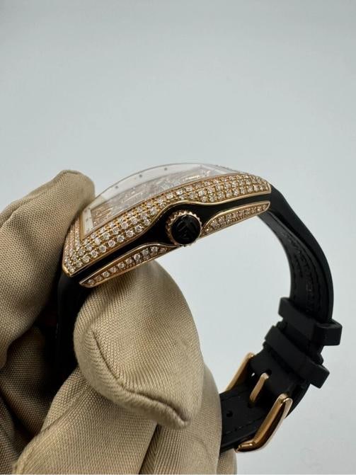 Franck Muller Vanguard All-Diamond Watch w/ Alligator Strap Rose Gold 35mm ref.V - 9