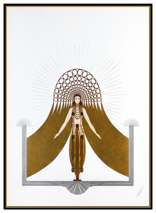 Erte Embossed Color Serigraph Myths Suite Hand Signed Art Deco Framed Fashion - 3