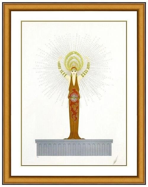 Erte Embossed Color Serigraph Myths Suite Hand Signed Art Deco Framed Fashion - 6
