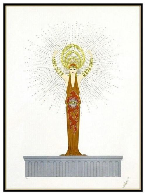 Erte Embossed Color Serigraph Myths Suite Hand Signed Art Deco Framed Fashion - 7