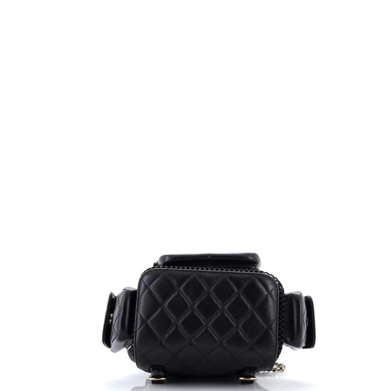 Chanel Multipocket Drawstring Backpack Mesh with Quilted Lambskin Small - 4