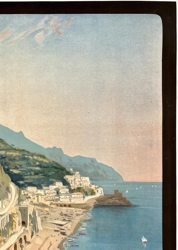 Original Vintage Poster AMALFI ITALIA Italy Italian Travel Tourism LINEN - 3