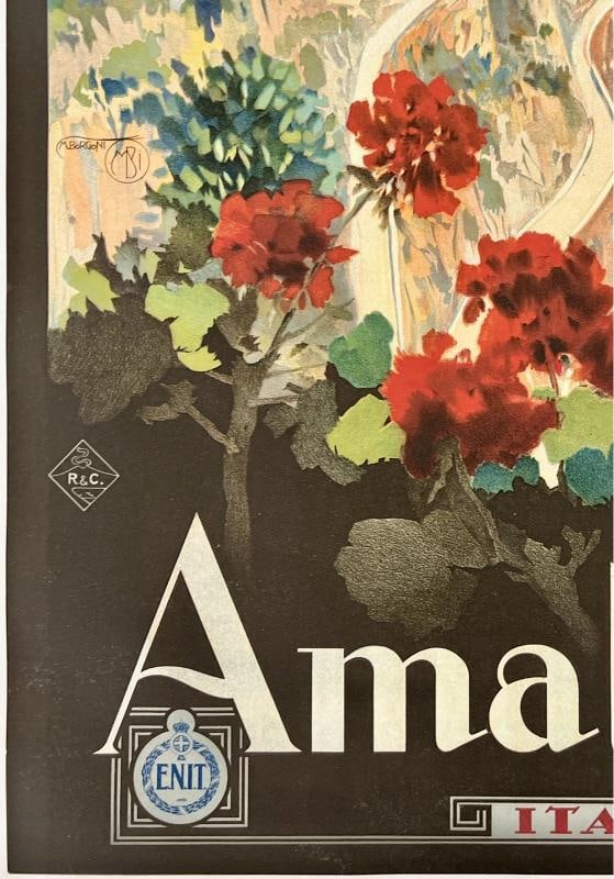 Original Vintage Poster AMALFI ITALIA Italy Italian Travel Tourism LINEN - 4