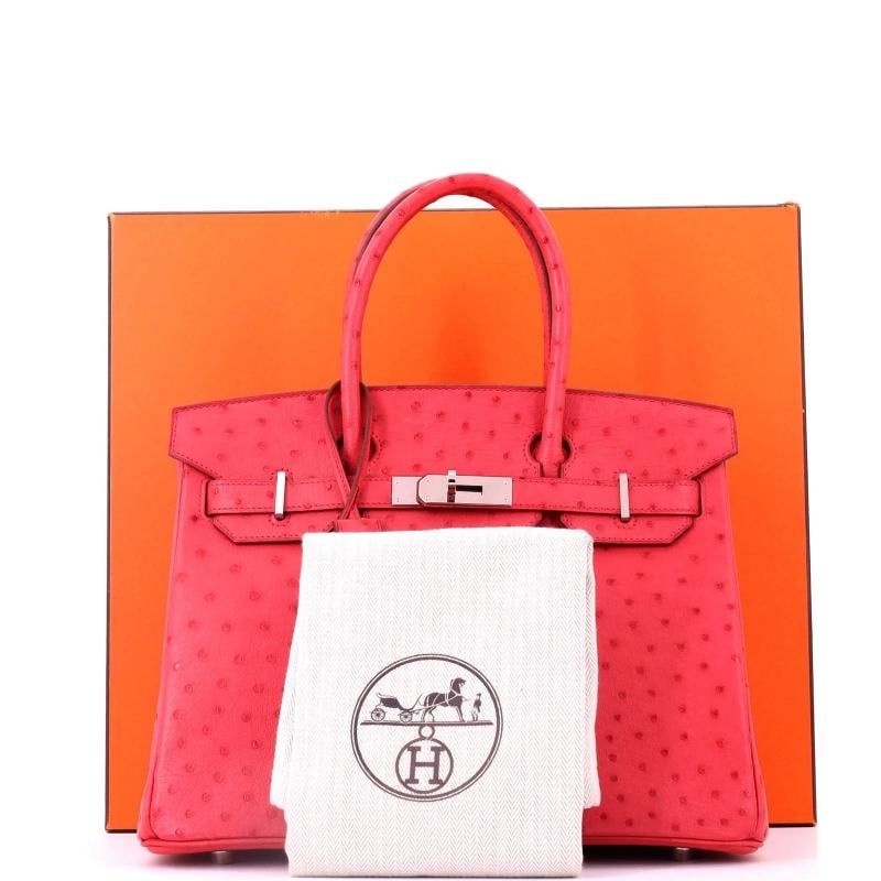 Hermes Birkin Handbag Pink Ostrich with Palladium Hardware 30 - 2