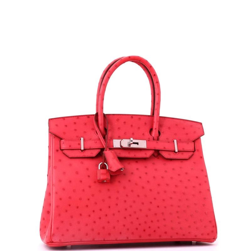 Hermes Birkin Handbag Pink Ostrich with Palladium Hardware 30 - 3