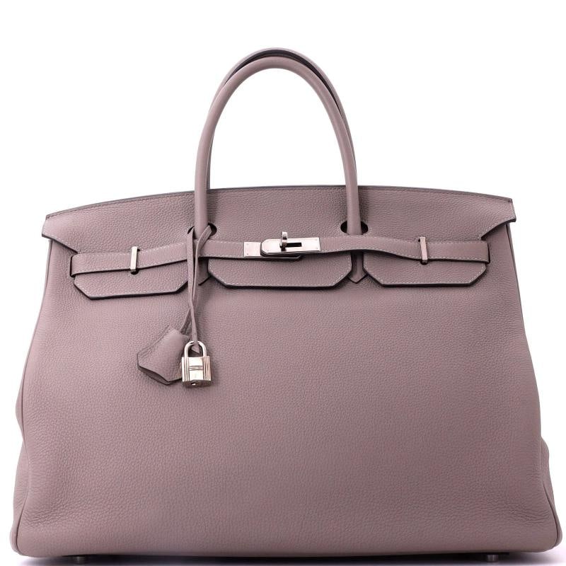 Hermes Birkin Handbag Grey Togo with Palladium Hardware 40: Accessories: Lock, Clochette, Keys, Dust Bag Measurements: Height 12", Width 15.5", Depth 8". Condition: Pre-owned - Good,Brand: Hermes,Exterior Material: Leather,Style: Totes,Exterior Color: