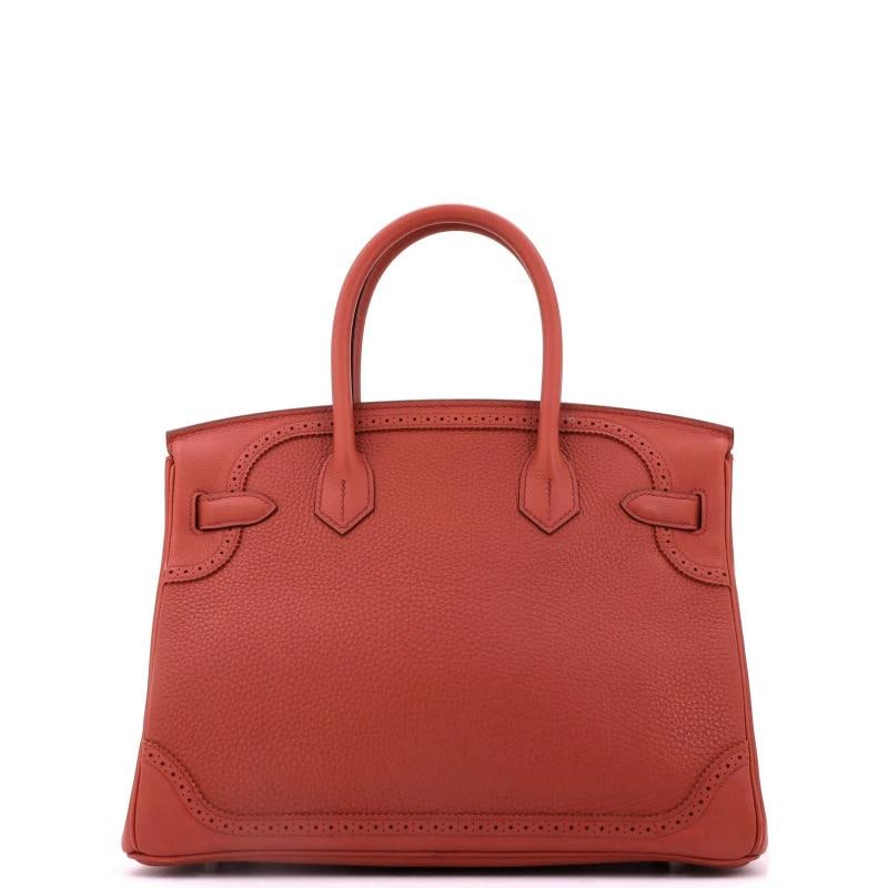 Hermes Birkin Ghillies Bag Orange Clemence and Evercolor with Palladium Hardware - 4