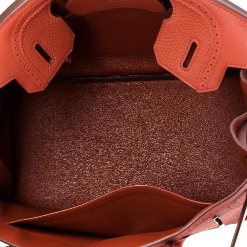 Hermes Birkin Ghillies Bag Orange Clemence and Evercolor with Palladium Hardware - 6