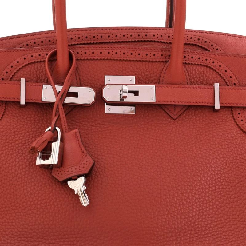 Hermes Birkin Ghillies Bag Orange Clemence and Evercolor with Palladium Hardware - 7