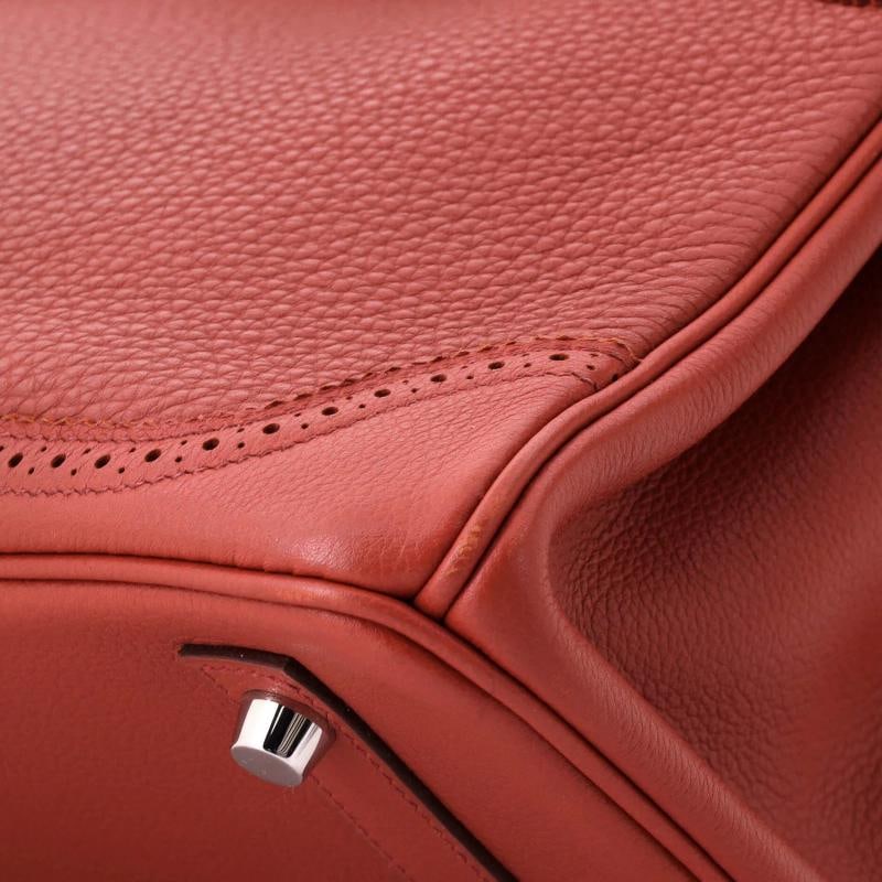 Hermes Birkin Ghillies Bag Orange Clemence and Evercolor with Palladium Hardware - 8