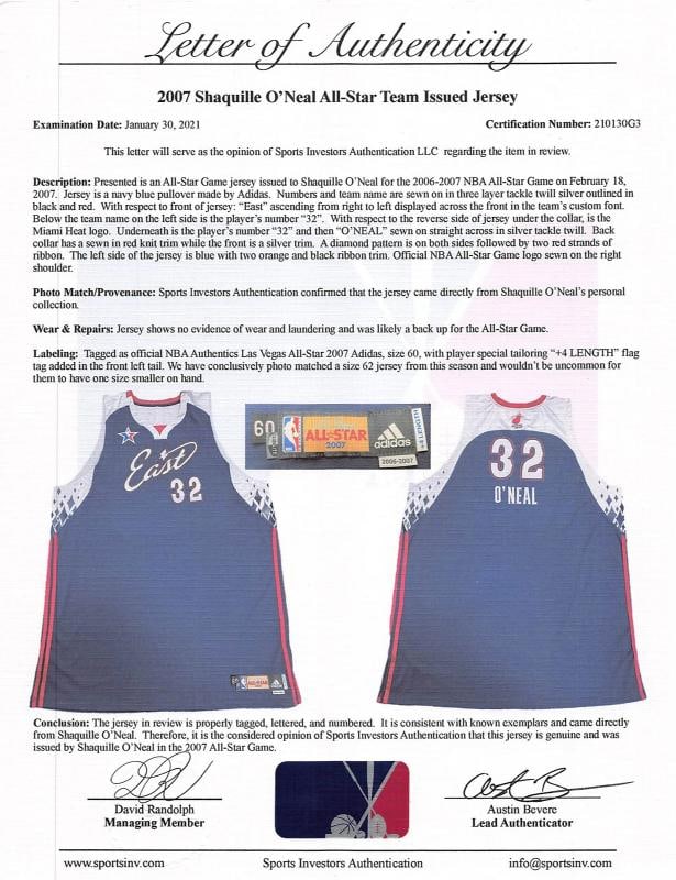 Shaquille O'Neal Signed Team Issued Navy 2007 NBA ASG Adidas Jersey BAS & SIA - 10