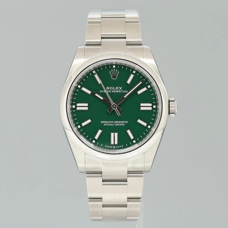 2026 NEW PAPERS 134300 Steel Rolex Oyster Perpetual 41mm Green Stick Watch Box/Papers - 2