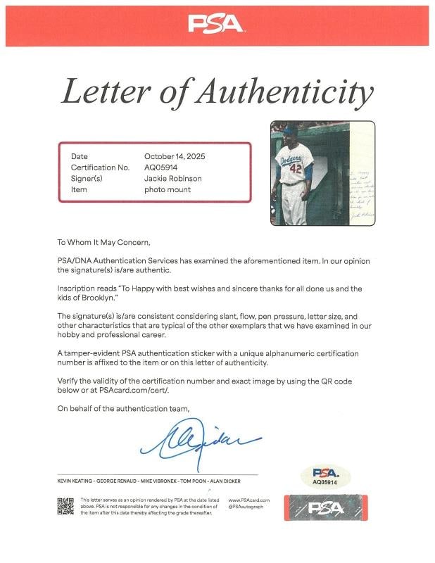 Stunning Jackie Robinson Signed Large 12x14 Photo PSA DNA COA Great Inscription! - 3