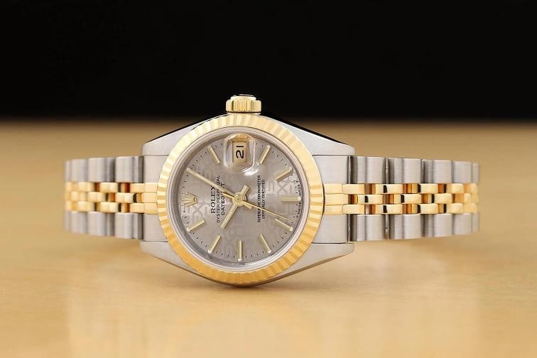 ROLEX LADIES DATEJUST 69173 GRAY JUBILEE 18K YELLOW GOLD STAINLESS STEEL WATCH - 3