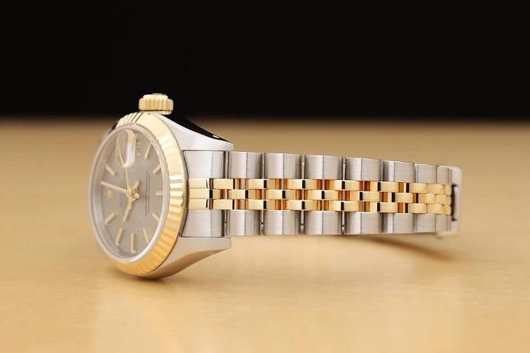 ROLEX LADIES DATEJUST 69173 GRAY JUBILEE 18K YELLOW GOLD STAINLESS STEEL WATCH - 4