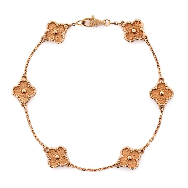 Van Cleef & Arpels Sweet Alhambra 6 Motifs Bracelet 18K Rose Gold: Condition: Pre-owned - Good,Brand: Van Cleef & Arpels,Main Stone: Unknown,Metal: 18K Rose Gold,Metal Purity: 18K,Style: Bracelet,Type: Bracelet,Color: Rose Gold,Material: 18K Rose Gold